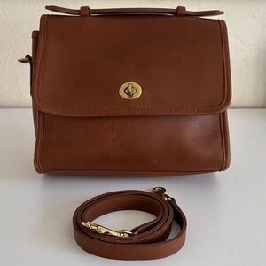 Coach Vintage Brown Leather 9870 Court Crossbody Bag